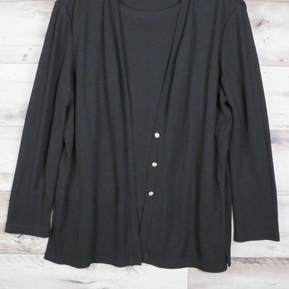 Citi Dress* Long Sleeve Padded Shoulders Front‎ Lined Cardigan Sweater~ Size 14 - Picture 2 of 8